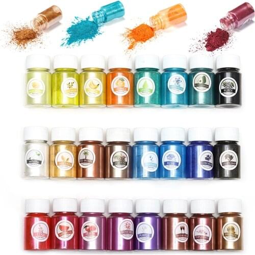 24 Color 20ml DIY Handmade Pearlescent Mica Powder Epoxy Resin Dye Pearl Pigment Resin Glue Pigments Material for Jewelry Making