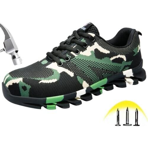 Work Shoes for Men Women Lightweight Breathable Camouflage Steel toe caps Safety Shoes Indestructible Construction Boots