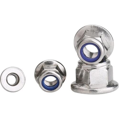 Hex Flange Nylon Insert Lock Nut M3 M4 M5 M6 M8 M10 M12 304 Stainless Steel DIN6923 Hexagon Flange Self-locking Nylock Locknut