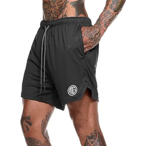 New 2 in 1 Gyms Shorts Men Summer Bodybuilding Fitness Shorts Homme Security pocket Elastic Waist Boardshorts Plus Size 3XL