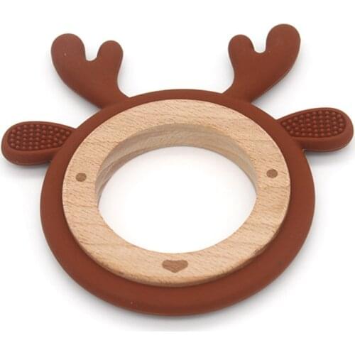 Silicone Teether For Teeth Hexagon Wooden Bead Silicone Teething Toy Chewing BPA Free Newborn Teether Babies Reborn Shower Gifts