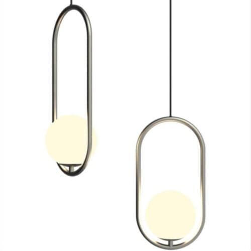 Nordic Creative Oval Pendant light Art Glass Ball Loft Designer Dining Room Coffee Shop Led Hanging Light Fixtures