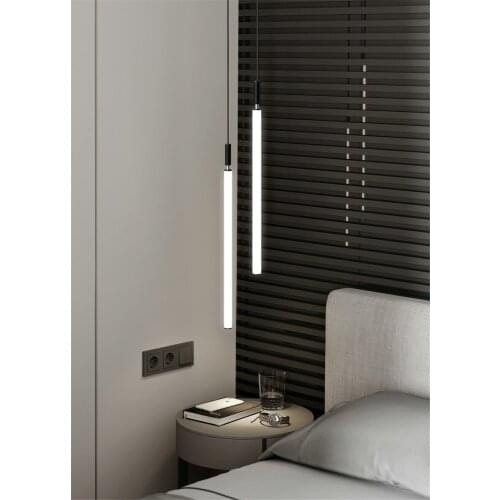 Nordic Minimalist Pendant Lights Living Room Background Wall Lighting Modern Bedroom Bedside Strip Light Study LED Pendant Lamps