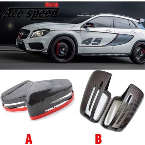 Replacement Carbon Fiber Mirror Cover For Benz A B C E S CLA CLS GLK Class W176 W246 W204 W212 W221 W117 X204 W218 Red line