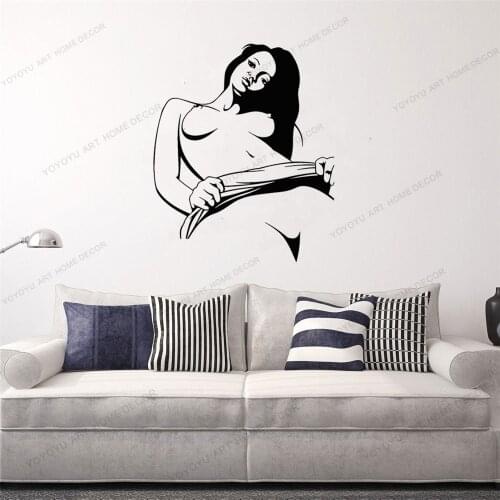 Modern Naked Woman Girl Boobs Adult Wall Sticker Bedroom Living Room Sexy Woman Girl Wall Decal Vinyl Home Decor CX992
