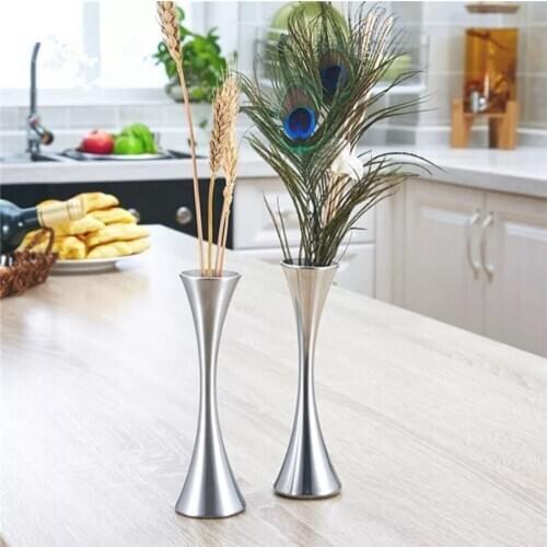 Round waist stainless steel single vase table top decoration flower arrangement personalized wedding decoration Table Vase