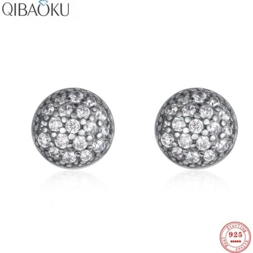 S925 Sterling Silver Stud Earrings Round Zircon Earrings for Party Luxury Stylish Gift Ear Jewelry for Women