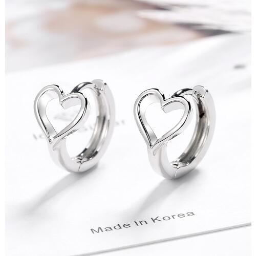 925 Sterling Silver Hollow Heart Charm Stud Earring For Women Girl Wedding Party Jewelry Pendientes eh143
