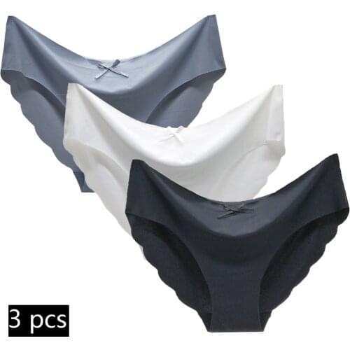 Women Panties Ice Silk Underwear Ladies G-string Traceless Thin Panties Sexy Underwear Comfortable Breathable Panties 3 Pcs/set