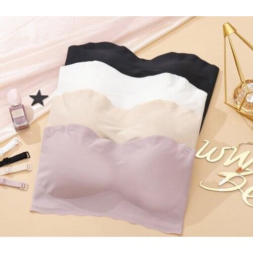 Women Tube Top Push Up Bra Seamless Sexy Lingerie Female Wrapped Chest Gathered Bras