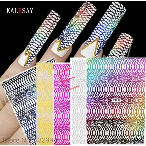 Snake Skin 3D Nail Art Sticker Curve Stripe Back Glue Nails Sticker Gradient Striping DIY Decal Toenail Stickers Decals for Nail