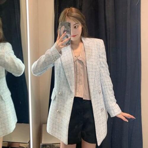 Zoki Autumn Causal Blazer Women Design Female Tailored Coat Stylish Overwear Full Sleeve Outwear Korean Winter Clothes New 2021