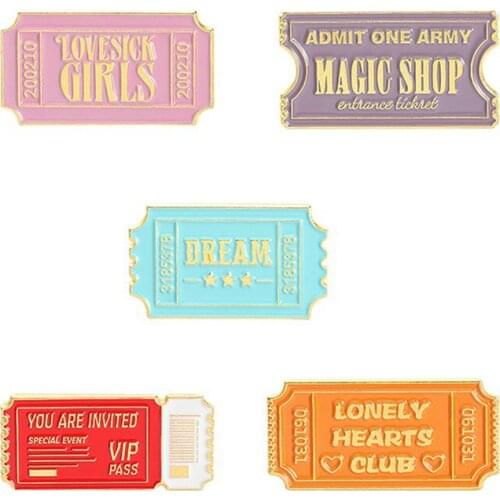 1PC classic Tickets Enamel Pins Custom Dream Admit One Pass Brooch Lapel Badge Bag Cartoon Jewelry Gift for Kids Friends