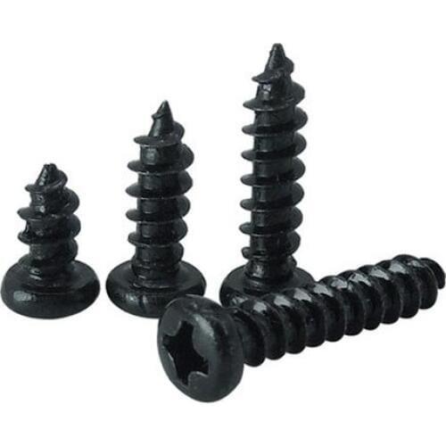 50pcs M1.8 Round head Phillips Self-tapping screw Cross Pan heads self-attack bolt black 4mm-10mm Length