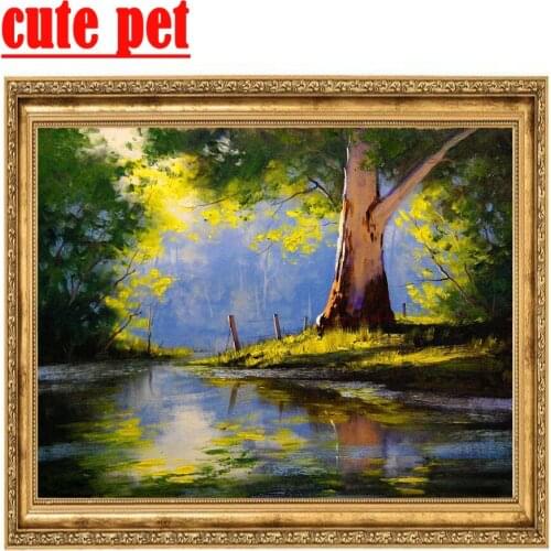 DIY Diamond Mosaic Spring scenery 3d wallpaper Diamond Painting CrossStitch Kits Diamond Embroidery Round Rhinestones Decoration