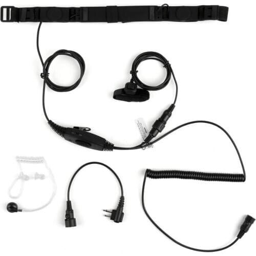 Artudatech 1Pcs 2Pin Covert Soft Neck Throat Mic VOX PTT Headset For Motorola GP88 2 Way Radio