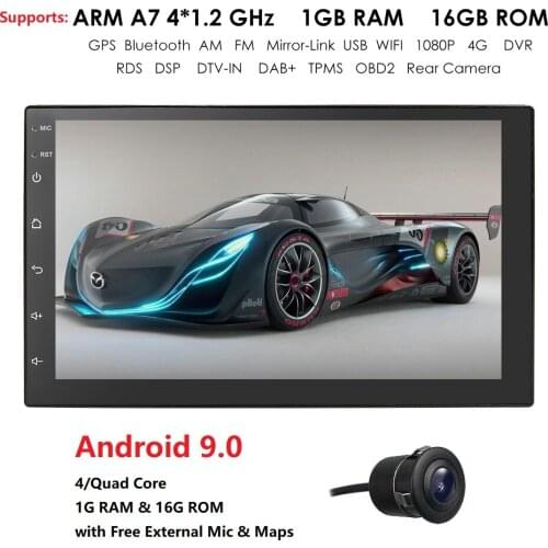 7"Touch Screen 2din DSP Universal Car Radio Navigation 1GB RAM 16GB ROM ,Support RDS Wi-Fi Mirror Link Free Map with Rear Camera
