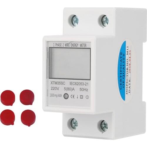 220V 5(80)A Digital 1-Phase 2 Wire 2P DIN-Rail Electric Meter Electronic KWh Meter Din Rail Energy Meter 220V Tool Discount