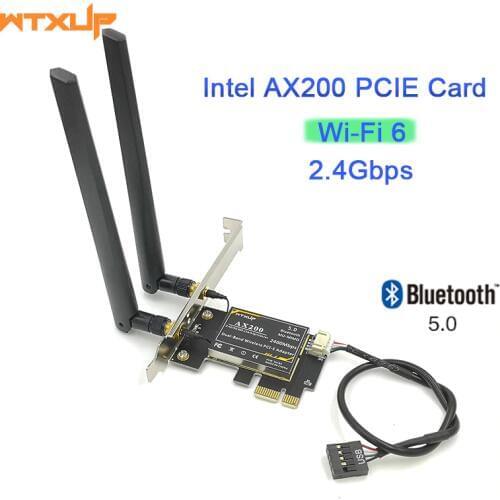 Ax200 Bluetooth 5.0 dual band 2.4Gps 6th generation ax technology MU-MIMO Desktop PCIE 1X wifi card for Intel AX200NGW