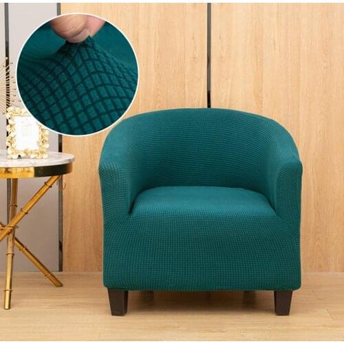 Stretch Club Tub Chair Cover Armchair Sofa Slipcover with Elastic Bottom Soft Jacquard Spandex Single-seat Furniture Protector
