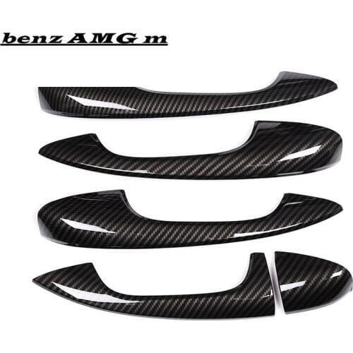 For Mercedes Benz A Class A180 A200 A250 W177 V177 B Class W247 2019 2020 Carbon Fiber Car ABS Chrome Door Handle Cover Trim LHD