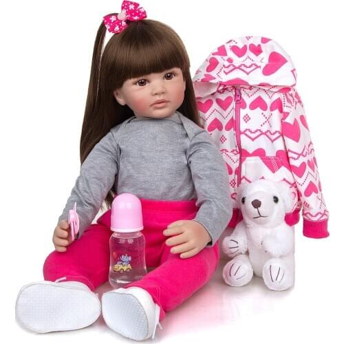 KEIUMI 60 CM New Design Reborn Babies Dolls Cloth Body Realistic Fashion Princess Dress Up Doll Girl Toy For Kid Christmas Gifts