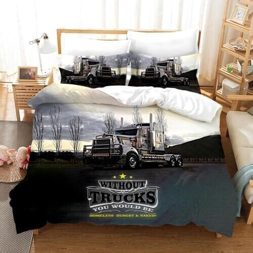 HD Printing Bedding Set Customization/king/Europe/America Quilt Cover Double/king Quilt Cover Cartoon Truck Pattern