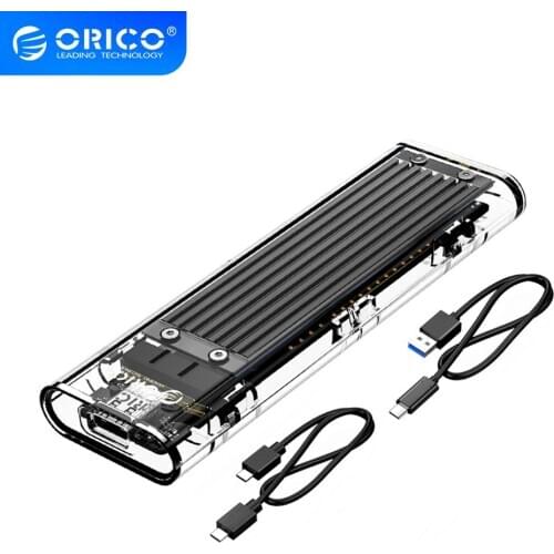 ORICO M.2 SSD Case for NVME PCIE NGFF SATA M/B Key SSD Disk NVME SSD Enclosure M.2 to USB C Transparent Hard Drive Box 10Gbps