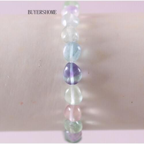Hot Wrist Jewerlry For Women Natural Stone Beads Irregular Multi Color Fluorite Bracelet 7.5" 1Pcs H1313