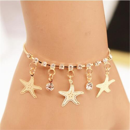 Fashion Sweet Female Bracelet Fine Elegance Gold Starfish Bracelet Wholesale Bracelet Tassel Thin Bracelet