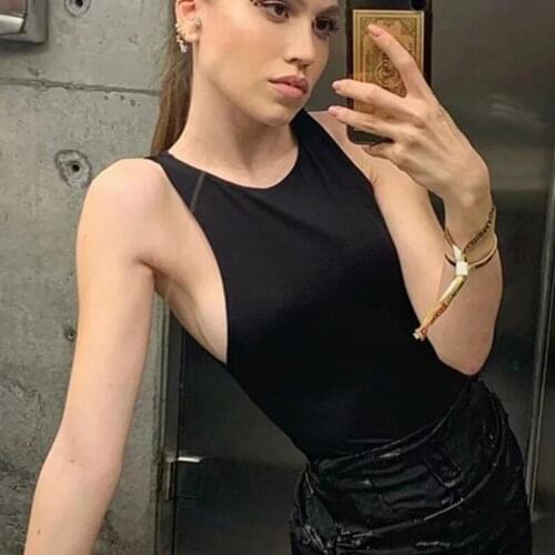 Fashion Bodysuit Vest Sleeve Knitted Skinny Bodysuit Women Summer Autumn Square Collar White Black Sexy Casual Body Top Jumpsuit