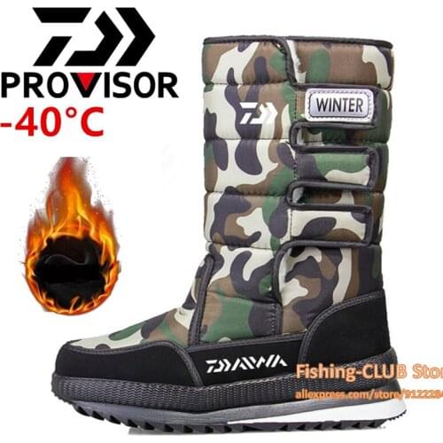 2021 Dawa Men Plus Velvet Warm Shoes Snow Boots Men Winter Fishing Shoes Outdoor Warm Non-slip Waterproof Boots for -40 Degrees