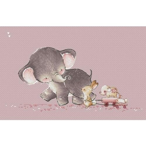 Friends of the little elephant 34-25 Cross Stitch Set Chinese Cross-stitch Kit Embroidery Needlework Craft Package Fabric Floss