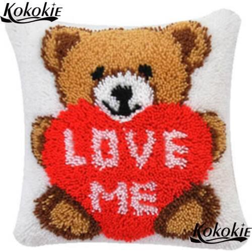 Cross stitch kits Latch hook bear rug pillow Crocheting Rug Kits 3d carpet printed cushion embroidery needlework sets car decor