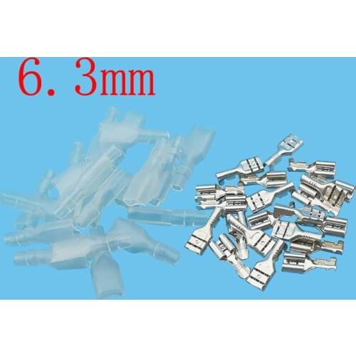 50Pairs Crimp Terminals Connector 6.3mm Female Spade Wire Crimp Terminal Block with Insulating Sleeve for 0.75-2.5mm2 AWG18-16