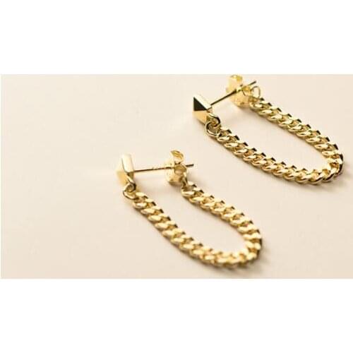 Authentic Real 100% 925 Sterling Silver fine Jewelry Chain Earrings dangle Tassel C-G8406