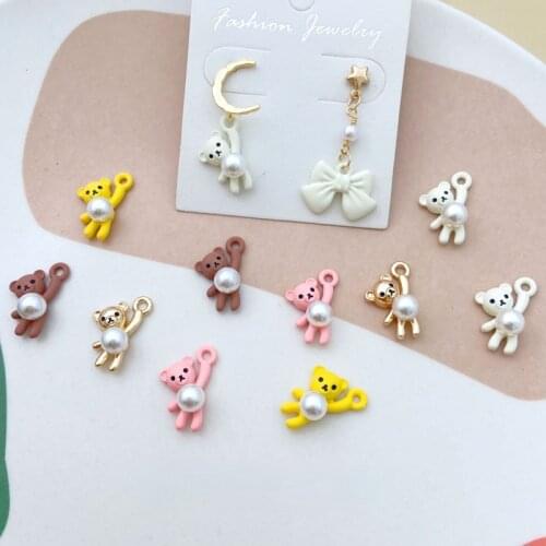 Point pearl spray paint bear pendant diy earring material cute girl jewelry accessories homemade childrens hair accessories