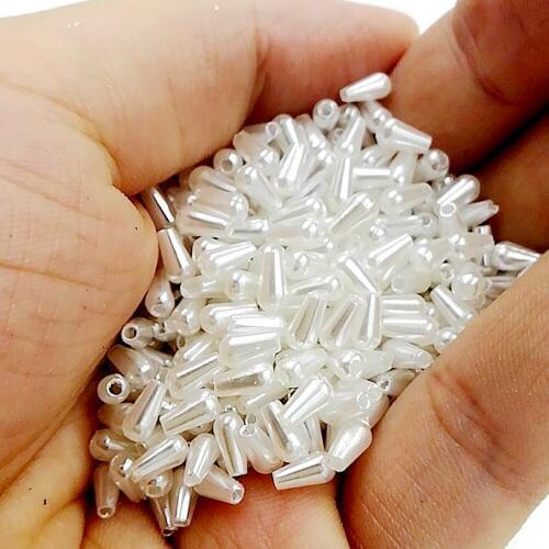 Size 3*6mm 1000pcs Acrylic Imitation Pearl Rice Bead/Drop Beads 2 Holes European Beads For Jewelry Making DIY Necklace&Bracelet