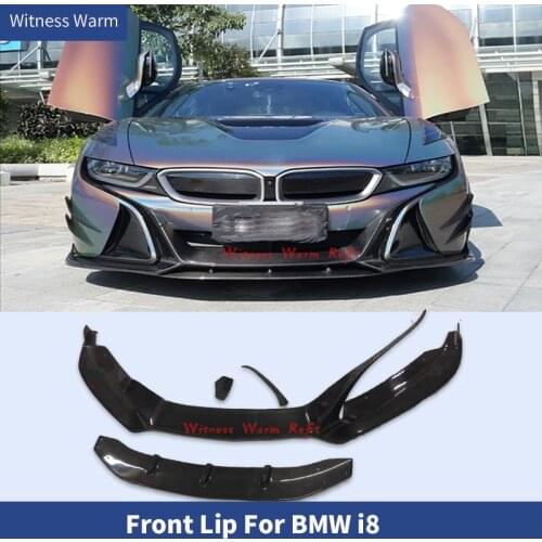Carbon Fiber Front Bumper Splitters For BMW i8 2014 - 2018 FRP Front Bumper Guard Lip Spoiler Splitters Apron