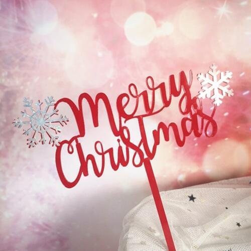 Merry Christmas Acrylic Cake Topper Gold Gradient Snowflake Acrylic Cupcake Topper For Xmas Party Cake Decorations 2019 New