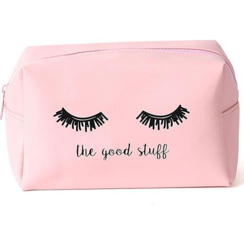 Pink Handbag Kawaii Eyelashes Cosmetic Bag PU Makeup Pouch Beauty Case Vanity Make Up Bag For Women Travel Organizer Kit Etui