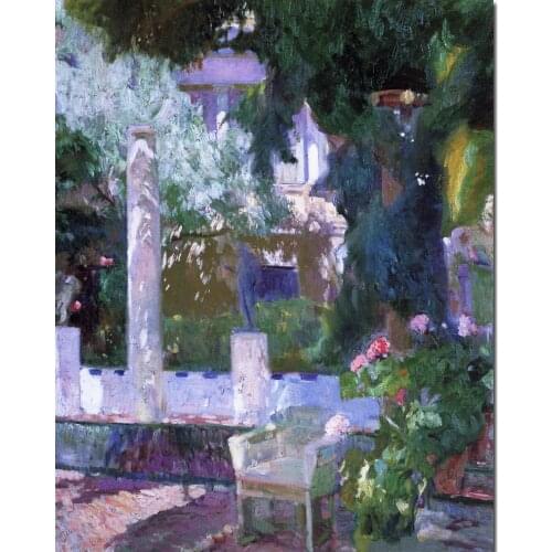 Hand painted paintings for house decor Joaquin Bastida Rose Bush at the Sorolla House beach art High quality reproduction