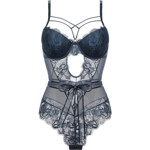 Sexy Corsets Mesh Transparent Hollow Out Lace Bustiers With Cup Bandage Push Up Bra Underwear with Stone Bodysuit Women Lingerie