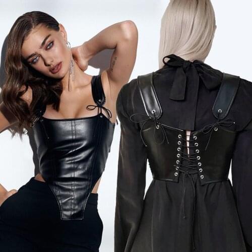 Sexy Leather Bustiers Corsets Overbust Corset Top Steampunk Corselet Vest Corset Belt Women Gothic Bustier Modeling Strap Sheath