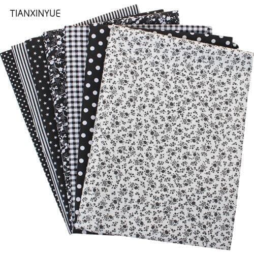 TIANXINYUE 7pcs 50cmx50cm Black 100% Cotton Quilts Fabric for DIY Sewing Patchwork Kids Bedding Bags Baby Cloth Fabric