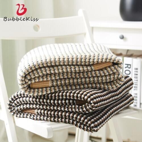 Bubble Kiss Knitted Blanket Spring and Autumn Home Decoration Blanket Fashion Blanket For Bed Striped Design Sofa Blanket 2021