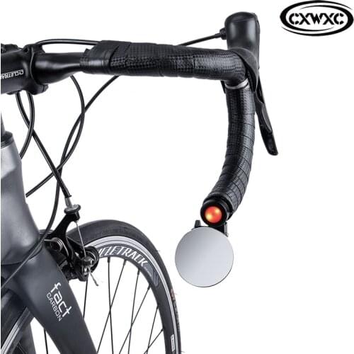 CXWXC Bike Rear View Mirrors Drop Bar Mirror For Road Bike LED Lights Convex Steel Lens Accessories Bar End Bicycle Mirror