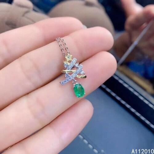 KJJEAXCMY Fine Jewelry 925 Sterling Silver Inlaid Natural Emerald Womans Elegant New Pendant Luxury Necklace Support Test