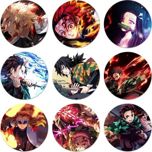 58mm Anime Demon Slayer Icons Pins Badge Decoration Brooches Metal Badges For Backpack Decoration