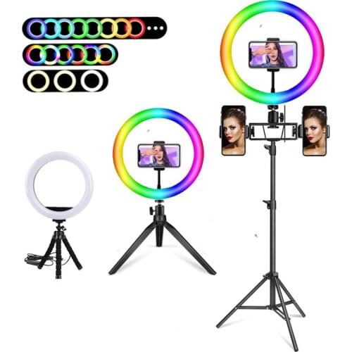 10 inch RGB 20 Colors LED Ring Lamp Selfie Fill Ring Light with Tripod Stand Photo Video Night Lights For Tik Tok Youtube